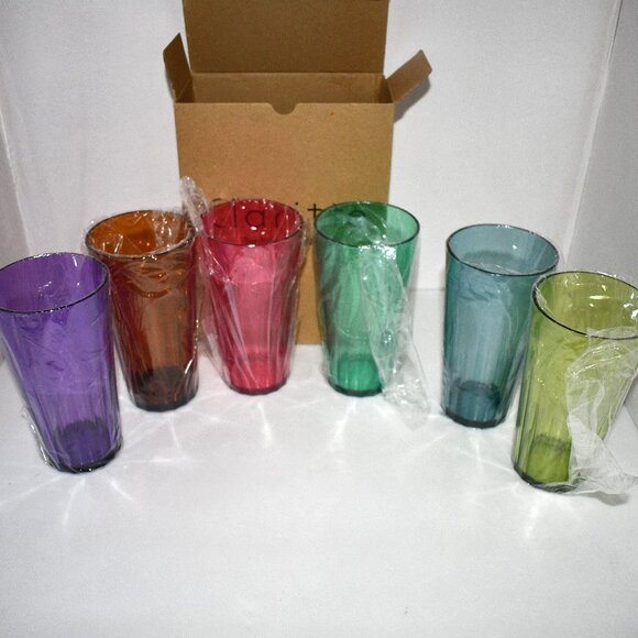Claritte 20oz Tumbler Glass Cups – Set of 6  – Break-Resistant Plastic – Dishwas - Picture 1 of 3